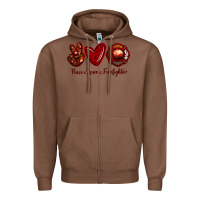 Chestnut Peace Love Firefighter Zipper Hoodie - RanaPortraitStore