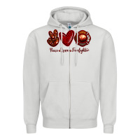 Dove Grey Peace Love Firefighter Zipper Hoodie - RanaPortraitStore