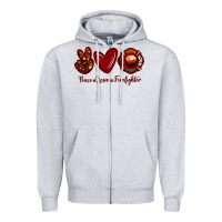 Heather Grey Peace Love Firefighter Zipper Hoodie - RanaPortraitStore