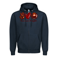 Navy Peace Love Firefighter Zipper Hoodie - RanaPortraitStore