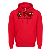 Red Peace Love Firefighter Zipper Hoodie - RanaPortraitStore