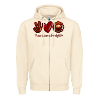 Sandshell Peace Love Firefighter Zipper Hoodie - RanaPortraitStore