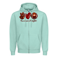 Seafoam Peace Love Firefighter Zipper Hoodie - RanaPortraitStore