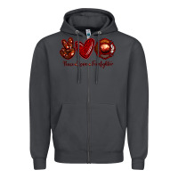 Smoke Peace Love Firefighter Zipper Hoodie - RanaPortraitStore