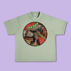 Belgian Horse Christmas Urban Heavy Tee Designed By Lillyallendesigns
