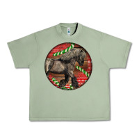 Oil Green Belgian Horse Christmas Urban Heavy Tee - LillyAllenDesigns