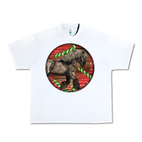 White Belgian Horse Christmas Urban Heavy Tee - LillyAllenDesigns