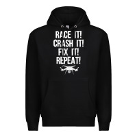 Black funny drone racing design men women drone pilot rc racers Premium Hoodie - linhVisuals