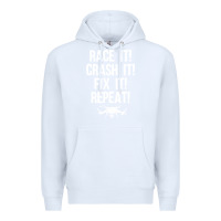 White funny drone racing design men women drone pilot rc racers Premium Hoodie - linhVisuals