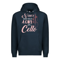 Navy never underestimate a girl with a cello Premium Hoodie - linhVisuals