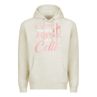 Oatmeal Heather never underestimate a girl with a cello Premium Hoodie - linhVisuals