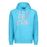 Ocean Blue never underestimate a girl with a cello Premium Hoodie - linhVisuals