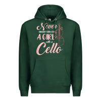 Sports Green never underestimate a girl with a cello Premium Hoodie - linhVisuals