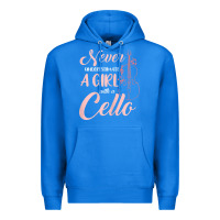 True Royal never underestimate a girl with a cello Premium Hoodie - linhVisuals