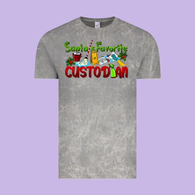 Santa's Favorite Custodian Vintage Tee Designed By Lillyallendesigns