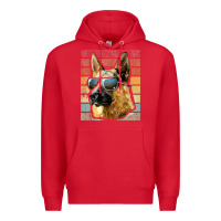 Red retro vintage german shepherd german shepherd dog gift Premium Hoodie - linhVisuals