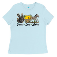 Baby Blue peace love zebra Ladies Tee - LillyAllenDesigns