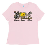 Bubblegum Pink peace love zebra Ladies Tee - LillyAllenDesigns