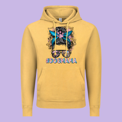 Dog Mama Messy Bun Vintage Hoodie Designed By Barkaloodesign