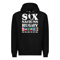 Black rugby 6 nations england france ireland italy scotland wales t shirt Premium Hoodie - linhVisuals