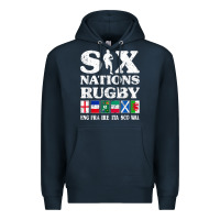 Navy rugby 6 nations england france ireland italy scotland wales t shirt Premium Hoodie - linhVisuals