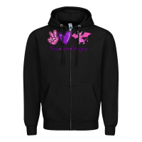 Black Peace Love Dragons Zipper Hoodie - RanaPortraitStore