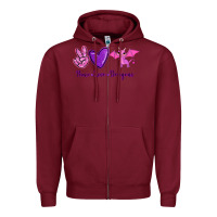 Burgundy Peace Love Dragons Zipper Hoodie - RanaPortraitStore