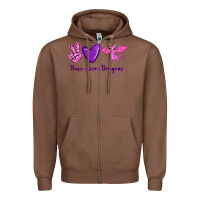 Chestnut Peace Love Dragons Zipper Hoodie - RanaPortraitStore