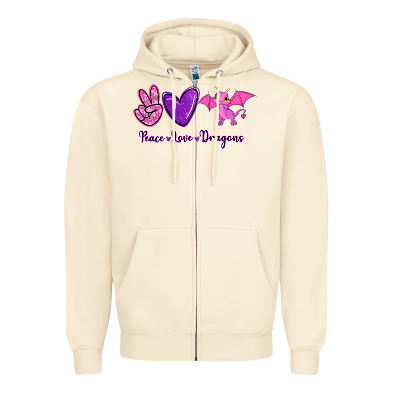 Peace Love Dragons Zipper Hoodie by RanaPortraitStore | Teevron