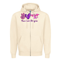 Sandshell Peace Love Dragons Zipper Hoodie - RanaPortraitStore