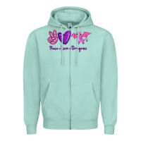 Seafoam Peace Love Dragons Zipper Hoodie - RanaPortraitStore