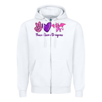 White Peace Love Dragons Zipper Hoodie - RanaPortraitStore