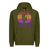 Army Green arizona   vintage retro cactus souvenir gift t shirt Premium Hoodie - linhVisuals