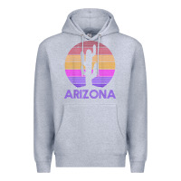 Heather Grey arizona   vintage retro cactus souvenir gift t shirt Premium Hoodie - linhVisuals