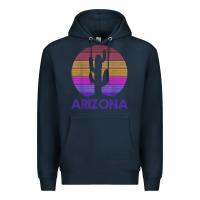 Navy arizona   vintage retro cactus souvenir gift t shirt Premium Hoodie - linhVisuals