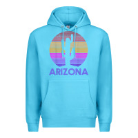 Ocean Blue arizona   vintage retro cactus souvenir gift t shirt Premium Hoodie - linhVisuals