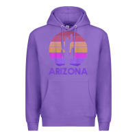 Purple arizona   vintage retro cactus souvenir gift t shirt Premium Hoodie - linhVisuals