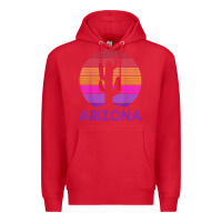 Red arizona   vintage retro cactus souvenir gift t shirt Premium Hoodie - linhVisuals