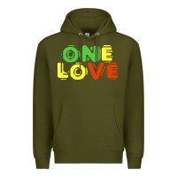 Army Green reggae colors t  shirtone love reggae lovers pattern t  shirt Premium Hoodie - linhVisuals