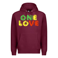 Burgundy reggae colors t  shirtone love reggae lovers pattern t  shirt Premium Hoodie - linhVisuals