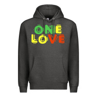 Charcoal Heather reggae colors t  shirtone love reggae lovers pattern t  shirt Premium Hoodie - linhVisuals