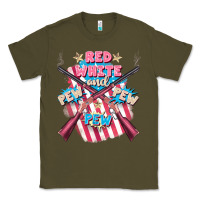 Army Green Red white and pew pew pew Classic Tee - FaDigitalArtStudio