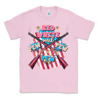 Bubblegum Pink Red white and pew pew pew Classic Tee - FaDigitalArtStudio
