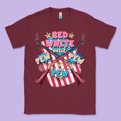 Red White And Pew Pew Pew Classic Tee Designed By Fadigitalartstudio