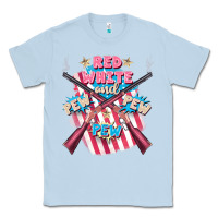Dusty Blue Red white and pew pew pew Classic Tee - FaDigitalArtStudio