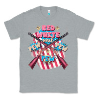 Heather Grey Red white and pew pew pew Classic Tee - FaDigitalArtStudio