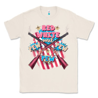 Natural Red white and pew pew pew Classic Tee - FaDigitalArtStudio