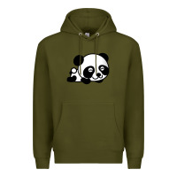 Army Green baby panda bear Premium Hoodie - linhVisuals