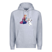 Heather Grey olaf and  elsa Premium Hoodie - linhVisuals