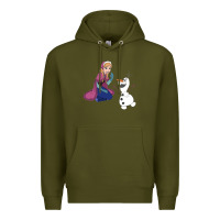 Army Green olaf and  elsa Premium Hoodie - linhVisuals